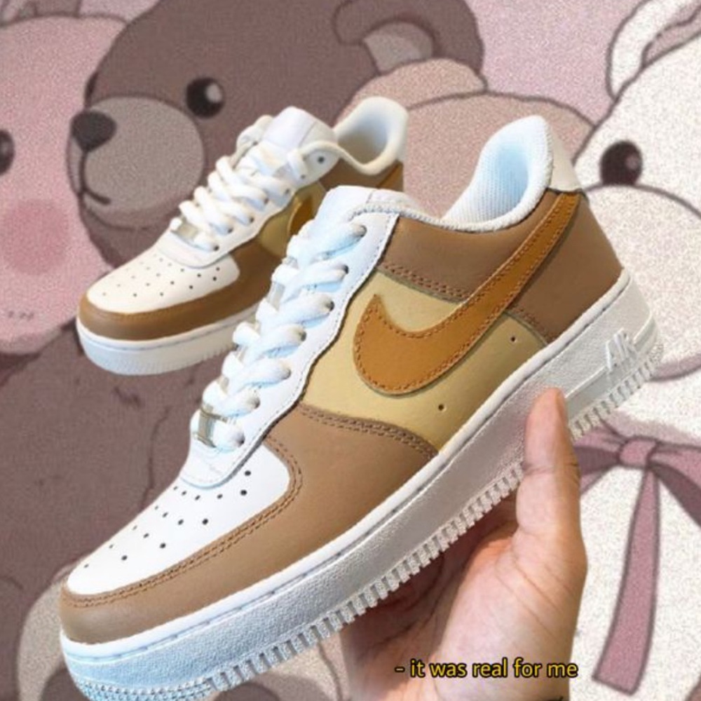 Nike rare tan custom Air Force 1s